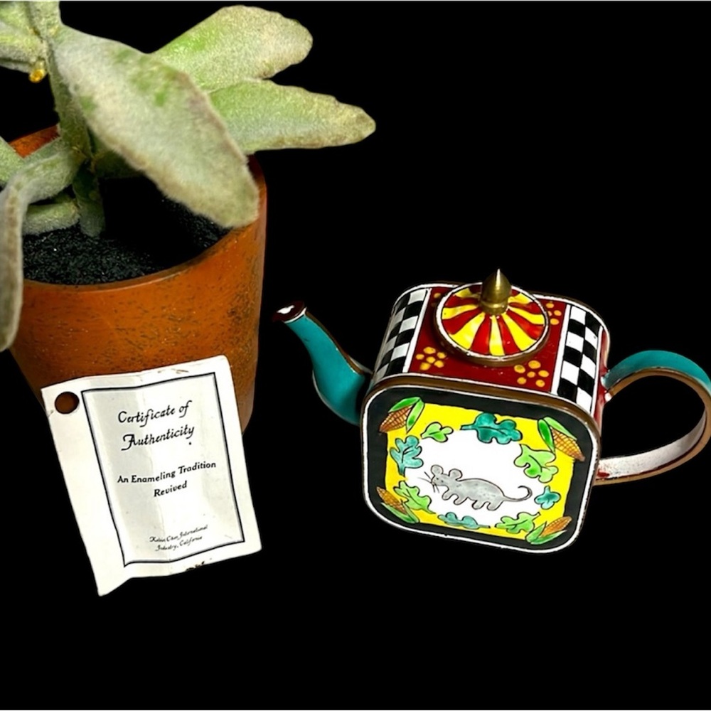 Genuine mini Kelvin Chen Vintage Collectible Enameled Copper Tea Pot